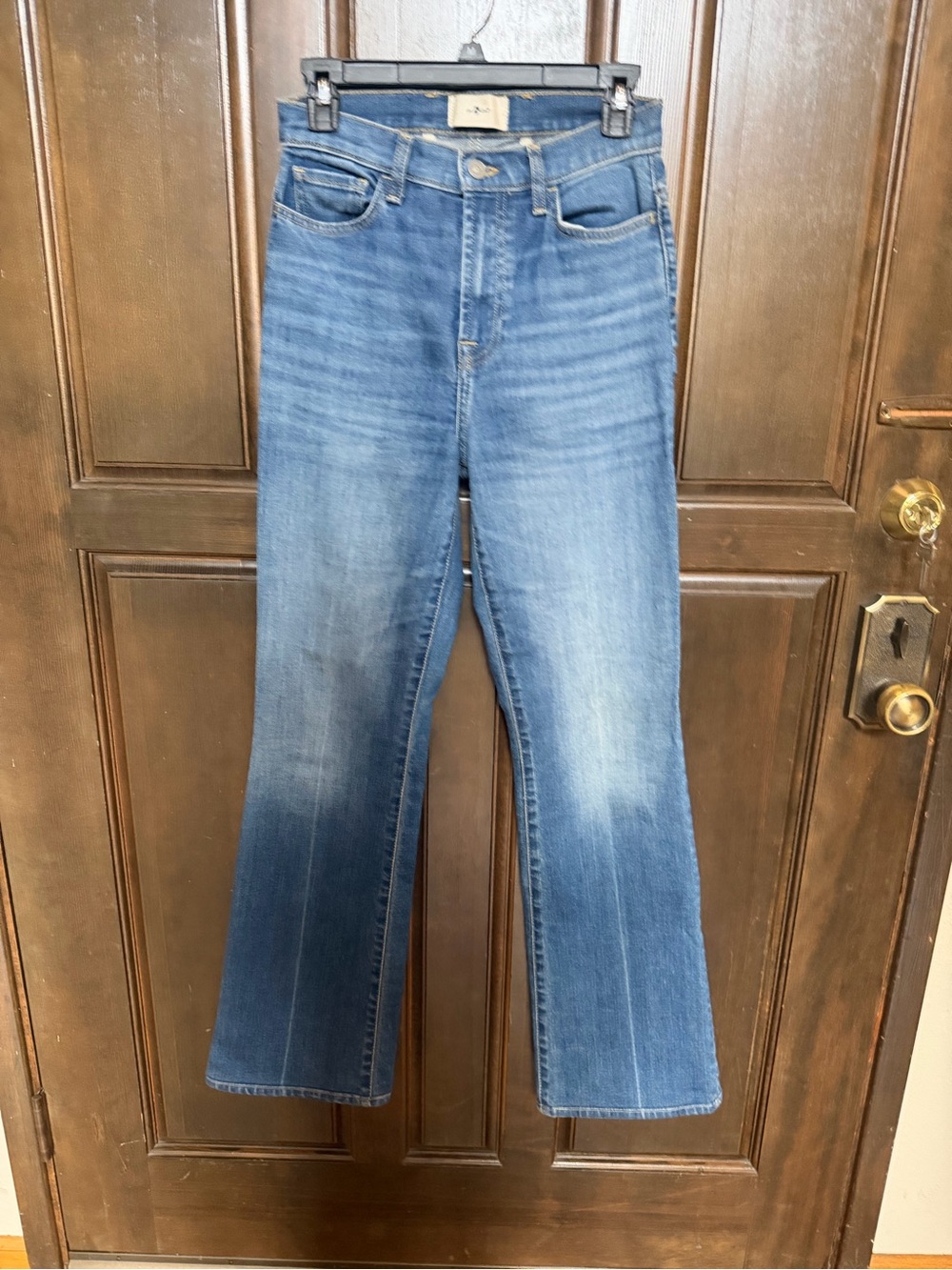 7 For All Mankind Medium Blue High-Rise Flared Jeans